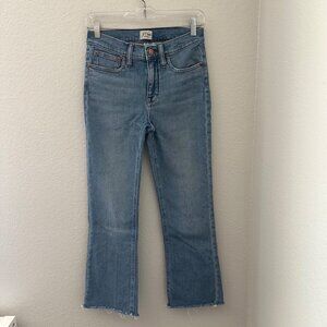 J Crew Billie Demi High Rise Boot Crop Jeans Cotton Raw Hem Light Blue 26